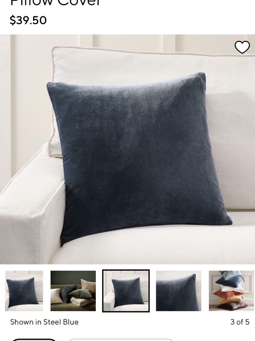 Pair of 2 Pottery Barn Navy Velvet Accent Pillow Cover